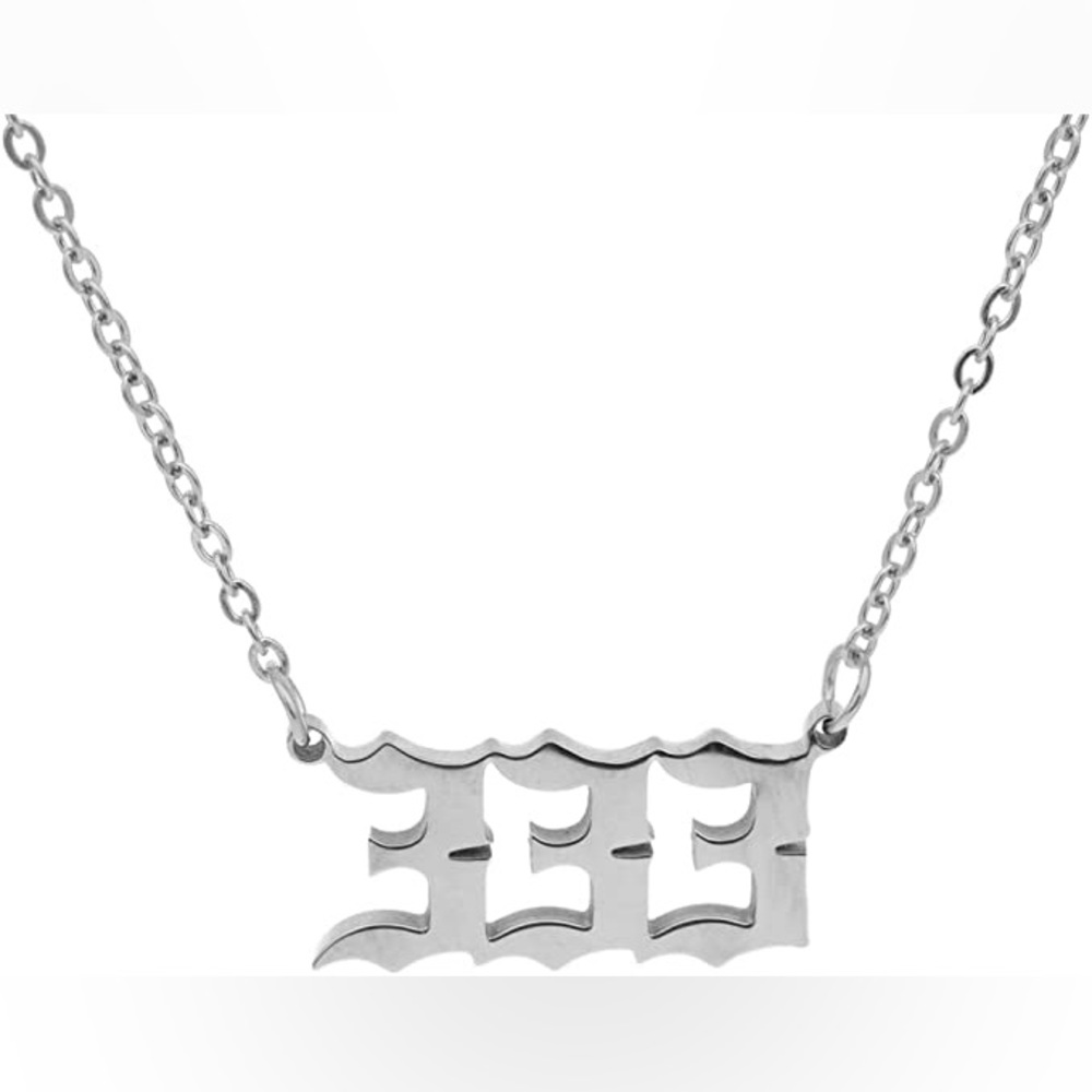 💥3for$28 New Angel Number Silver Stainless Steel Pendant Necklace 111 222 333 - Picture 8 of 15